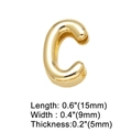 Macro detail of gold-plated letter C charm with 15mm by 9mm dimensional measurements - Letter C
