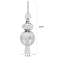Silver 23cm tiered Christmas tree topper with glitter and mirror finish, 6.7cm base - Silver