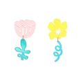 Cute asymmetric acrylic floral earrings featuring pink buds and yellow flower petals - Asymmetric Colorful Floral