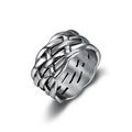 Anello intrecciato minimalista in acciaio inossidabile argento vintage stile industriale - US 7 / Stile Intrecciato (01105)