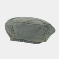 Lichtblauwe gewassen denim baret met zijzakdetail en contrasterende oranje stiksels - M(56-58cm) / Middelblauw
