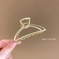Elegant matte gold metal hair claw clip with 7.5cm length for versatile hair styling - Arc Shaped Medium Claw Clip