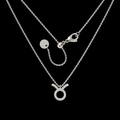 Silver Taurus zodiac pendant necklace with cubic zirconia pave on titanium steel chain - Taurus / Silver