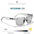 KDEAM square polarized sunglasses in transparent grey frame with photochromic lenses - Transparent Gray / Photochromic Lens