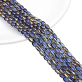 Oval deep blue faceted glass beads with golden trim for DIY jewelry making - Approx 25pcs/Strand / 4x6MM / Transparent Royal Blue