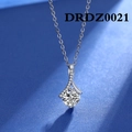 Macro shot of silver pendant with ribbon design and brilliant round cut moissanite stone - Xl-34 [with Chain]