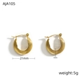 Detailed close-up of 18k gold plated U-shaped twisted earrings with textured finish - Dotted Hammered (AJA105)