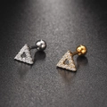 Triangle stainless steel helix studs set in gold and silver finish with zircon stones - Geometric Triangle(S-CC001-17)