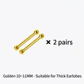 Set of 4 pairs golden S999 pure silver ball stud earrings for thick earlobes - Gold / 10-11MM