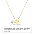 Collar de corazón de acero inoxidable chapado en oro de 18K con concha natural y cadena - Corazón de oro con incrustación de concha