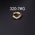 Golden V-shaped hinged hoop earring featuring seven sparkling white zircon stones - V-Shape - Gold (7# Gold)