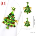 Golden Christmas tree napkin ring with green enamel and sparkling colorful rhinestones - Christmas Tree Style 83