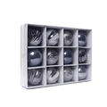Set of 12 silver Christmas ornaments in matte and glossy finishes in a gift box - 12Pcs/6cm / Gray