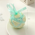 Christmas tree ornament featuring a mint green ball with white mesh and glitter, 8cm size - 8cm / Macaron Yellow Green