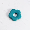 Eco-friendly cyan acrylic five-petal flower bead with a smooth glossy finish - Teal