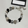 Artistic beaded heart bracelet with black and silver metallic charms for women - 1# Black Transparent Heart Bracelet
