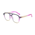 Classic aviator sunglasses with a purple, pink and yellow gradient frame and double bridge - Gradient Purple Frame Anti-blue Light Lens