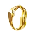 Anillo de onda en acero inoxidable chapado en oro 18k con diseño irregular minimalista - Dorado