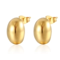 Minimalist 18K gold polished oval bean stud earrings made of durable stainless steel - Gold