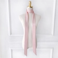 Detailed close-up of a long pink satin scarf tied elegantly on a mannequin neck - 190*5cm / Korean Pink