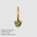 Round 14K gold plated stainless steel peridot August birthstone pendant accessory - August Olive Green - Gold