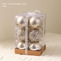 Set di 12 palline di Natale color champagne da 8cm con finiture opache e glitterate - 369-17 (8cm Champagne Confezione da 12)