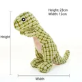 Detail view of a plush dinosaur toy with dimensions 23cm height and 12cm width - Standing Tyrannosaurus Light Green