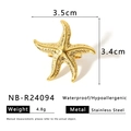 Exaggerated golden starfish statement ring in textured stainless steel for women - Starfish Style (NB-R24094) / Gold