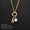 High-quality stainless steel gold necklace featuring a lowercase h and sparkling zircon pendant - Letter H