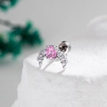 French luxury crescent moon tragus piercing with pink oval zircon and silver screw back - Pink (Single Piece)