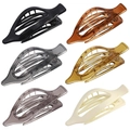 Set of 6 minimalist oval cutout hair clips in assorted colors like amber and black - Set 16 (Pack of 6)