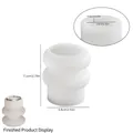 Translucent silicone mold for wave cylinder candle holders with finished product view - Striped Lantern Candle Cup / Translucent White
