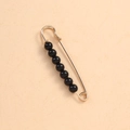 Adjustable waist pin with black pearls and gold finish for skirt tightening - 7.5cm 7 Black Beads Gold