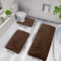 Set di 3 tappetini da bagno marroni con trama a ciottoli incluso tappeto a U e rettangolare - 40*50U + 50*80 (Set da 2) / Motivo Pietra Caffè