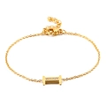 Elegant gold titanium steel bracelet featuring a crystal-encrusted H-shaped pendant - Letter I Style (KB117694-KLB)