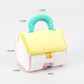 House-shaped storage bag in yellow and white quilting with size dimensions - Yellow