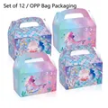 Mermaid theme party gift box set with shell pearl designs and handle 12 pack - DD074 (Mermaid Scale Style)