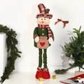 Telescopic Christmas snowman doll with green velvet coat and red plaid hat decoration - 110CM Snowman