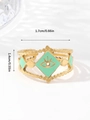 Adjustable evil eye ring in gold plating with cyan enamel and diamond pattern - Adjustable Open / Gold Evil Eye Cyan Enamel (W088-1)