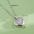 Collana a cuore in argento con zirconi bianchi e dimensioni, lunghezza 45cm - Argento (Cuore Argento 946)