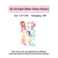 Glitter mermaid temporary tattoos for girls featuring colorful princess and seahorse motifs - Colorful Mermaid Princess Style (QC-007)