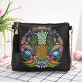 Black DIY diamond painting crossbody bag featuring a colorful beaded pineapple pattern - Pineapple Flower (Black) (AA115)