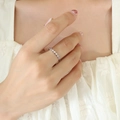 Elegant silver geometric ring with sparkling cubic zirconia on finger for women - Adjustable Open / Steel Color (A413)