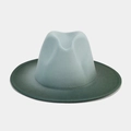 Gradient Fedora hat with light blue crown transitioning to forest green wide brim - M / Mint Green & Green