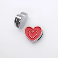 Red heart enamel bead with silver edges for 8mm DIY bracelet and jewelry making - Red Double Layer