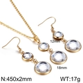 Schmuckset aus Goldstahl mit 12mm und 18mm klaren Kristallen auf weißem Hintergrund - Weiß (KS217527-Z)