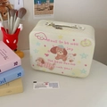 Beauty case bianco crema con simpatica stampa di cucciolo e chiusura in metallo - Bassotto Stellato