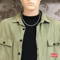 Collar versátil de bolas plateadas en acero de titanio para hombre estilo Harajuku sobrio - Cuenta de 8mm - 50cm de Largo