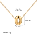 Detailed size specifications of 3D bubble letter O pendant in gold stainless steel - Letter O