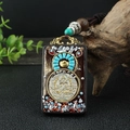 Ebony White Zambala Thangka Square Single Pendant